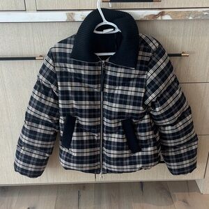 Varley  Plaid Puffer Jacket - Black and Cream